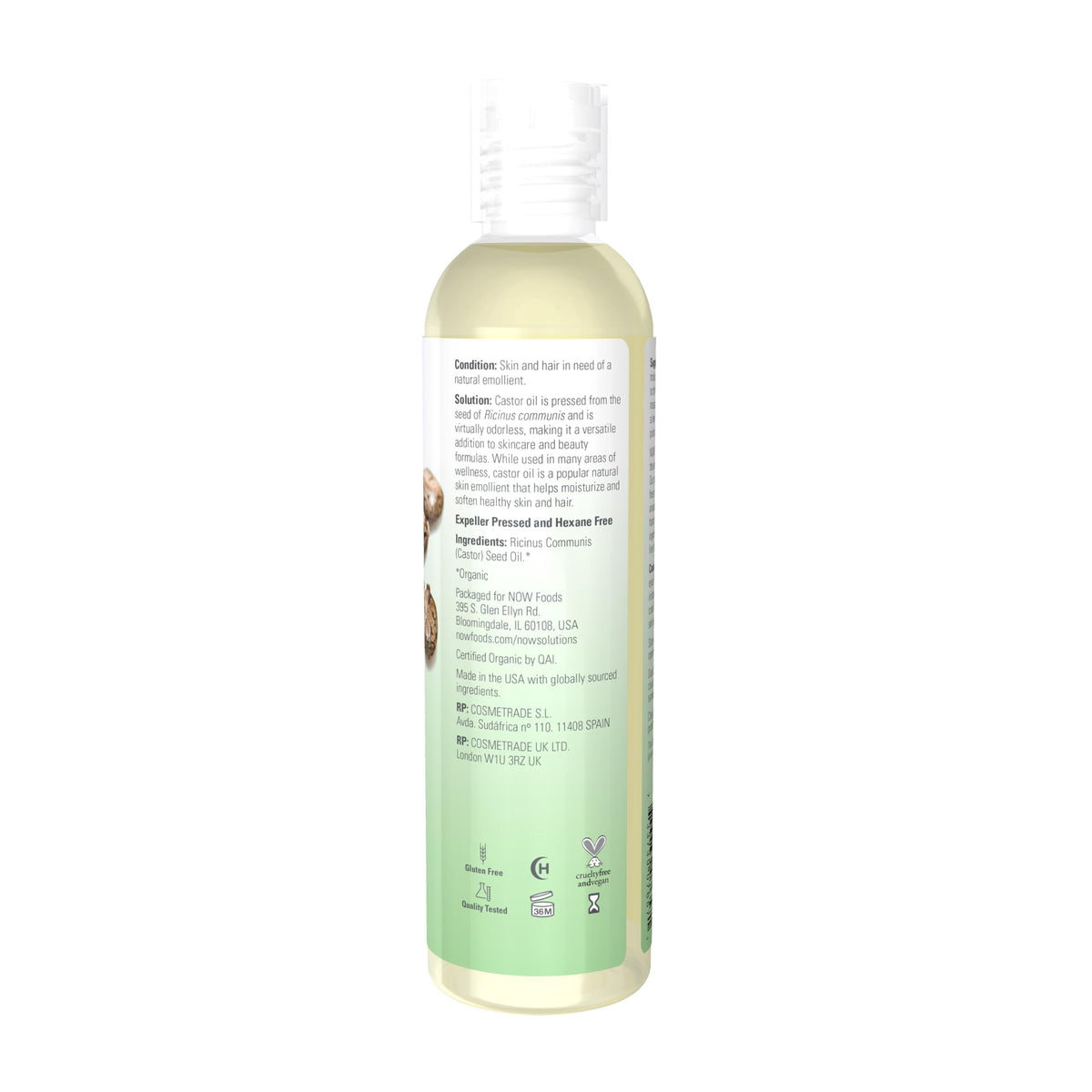 NOW Solutions, Organic Castor Oil, Multi-Purpose, 8 fl. oz