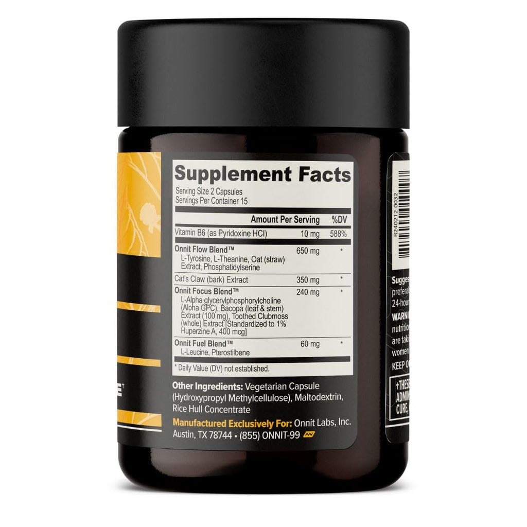 ONNIT Alpha Brain Nootropic Capsules for Men & Women, IGEN Non-GMO Tested Memory, Focus & Mental Clarity Support with L-Theanine and Vitamin B6, 30 Count Each, 2 Pack (60 Capsules)