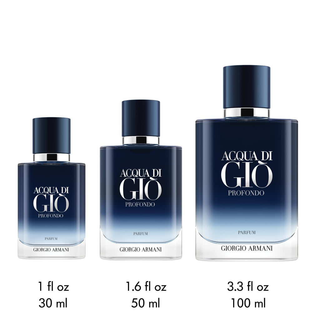 Armani Beauty – Acqua di Giò Profondo – Parfum – Cologne for Men – Fougère Aromatic & Ambery Men’s Fragrance – Bergamot, Everlasting essence, Cistus & Patchouli Notes - 1.6 Fl Oz