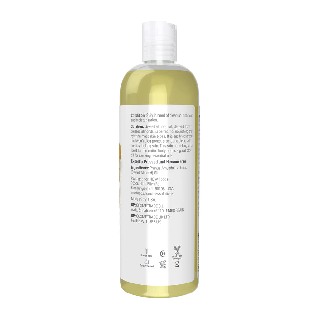 NOW Solutions Sweet Almond Oil, Moisturizer, Unscented, 16 fl. oz
