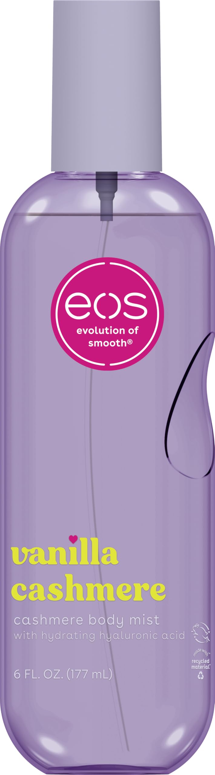 eos Cashmere Body Mist, Vanilla Cashmere, soft musk, cozy caramel, hair mist, body spray for women, moisturizing, hyaluronic acid, body spray, vegan, cruelty-free, 6 fl oz