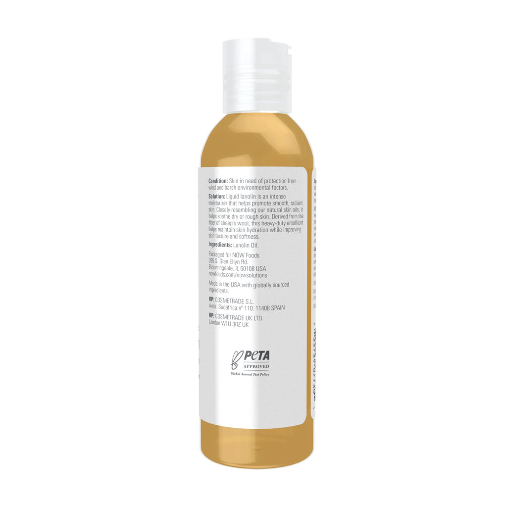 NOW Solutions, Liquid Lanolin, For Dry Rough Lips and Skin, 4 fl. oz