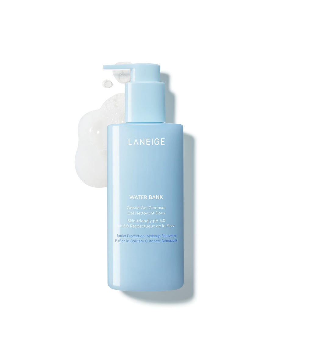 LANEIGE Water Bank Gentle Gel Facial Cleanser: Hydrating, Non-Stripping, pH-Balanced, Barrier-Boosting, & Fragrance Free with Blue Hyaluronic Acid | Korean Skin Care