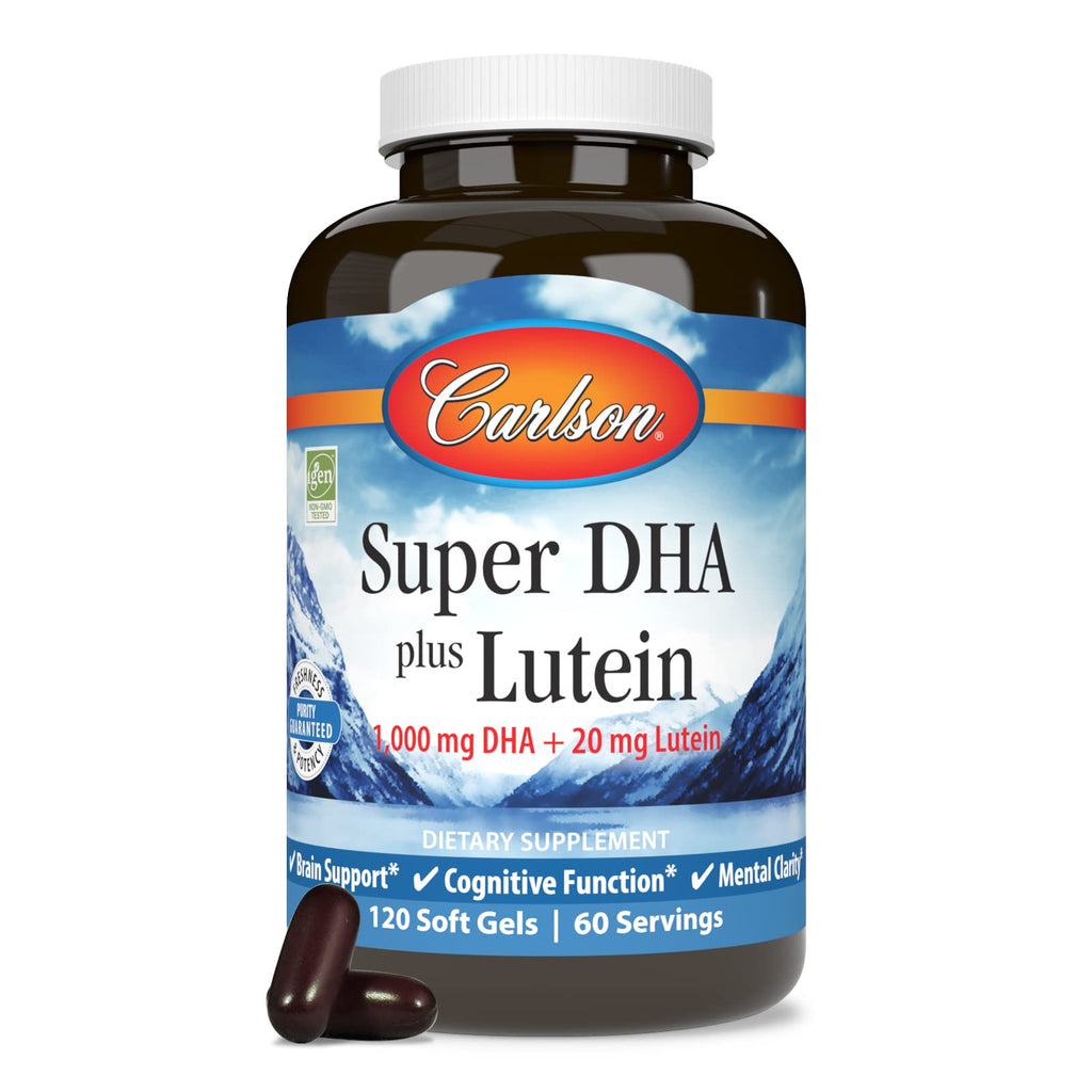 Carlson Super DHA Plus Lutein, 1000 mg, DHA, 20 mg Lutein, 120 Softgels
