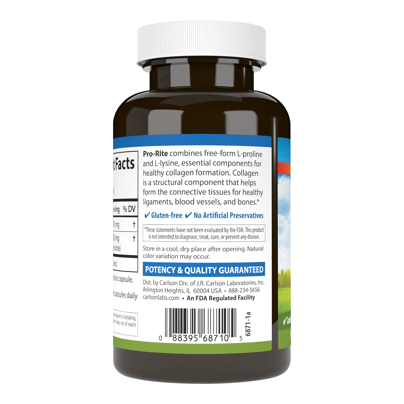 Carlson Pro-Rite, Free-Form L-Proline & L-Lysine, 90 Capsules