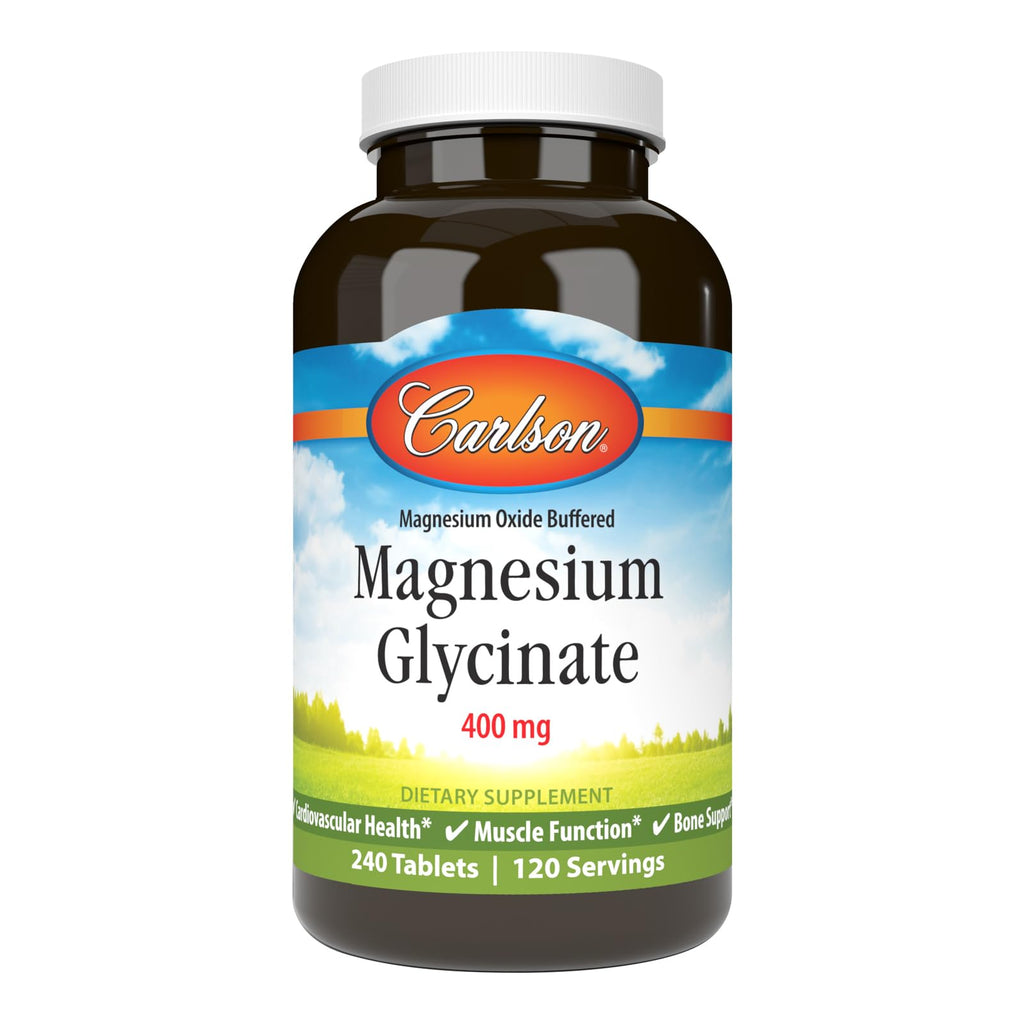 Carlson Chelated Magnesium Glycinate, 400 mg, Muscle Function, 240 Tablets