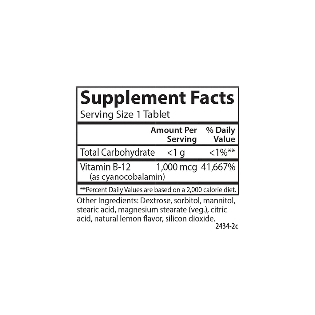 Carlson Chewable B-12, 1000 mcg, Vitamin B12, Lemon, 90 Chewable Tablets