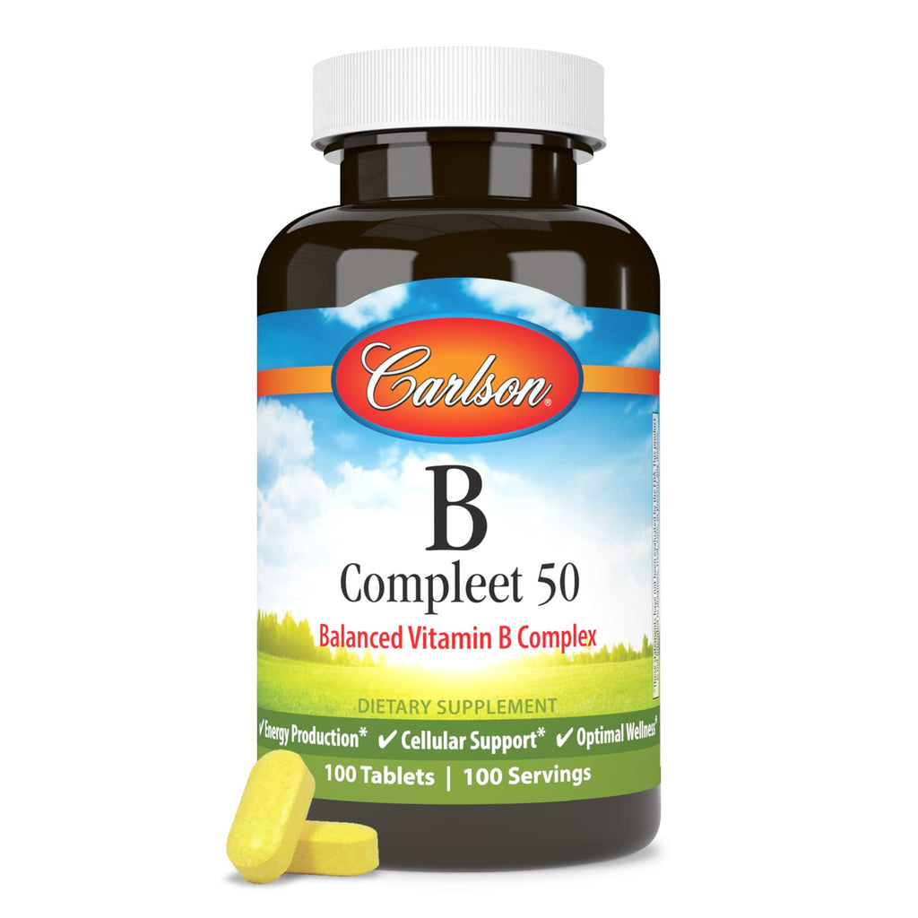 Carlson B Compleet 50, Balanced Vitamin B Complex, 100 Tablets