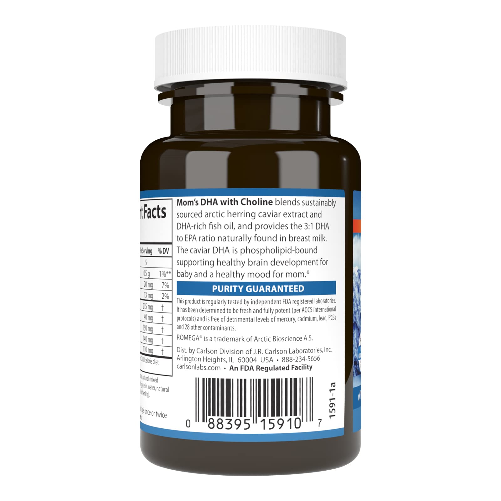Carlson Mom's DHA with Choline, Growth and Development, 60 Softgels