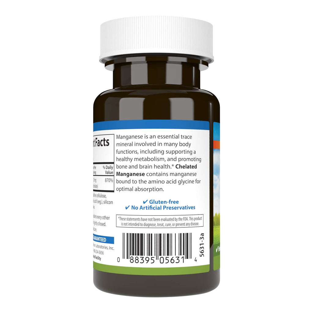 Carlson Chelated Manganese, 20 mg, Superior Absorption, 100 Tablets