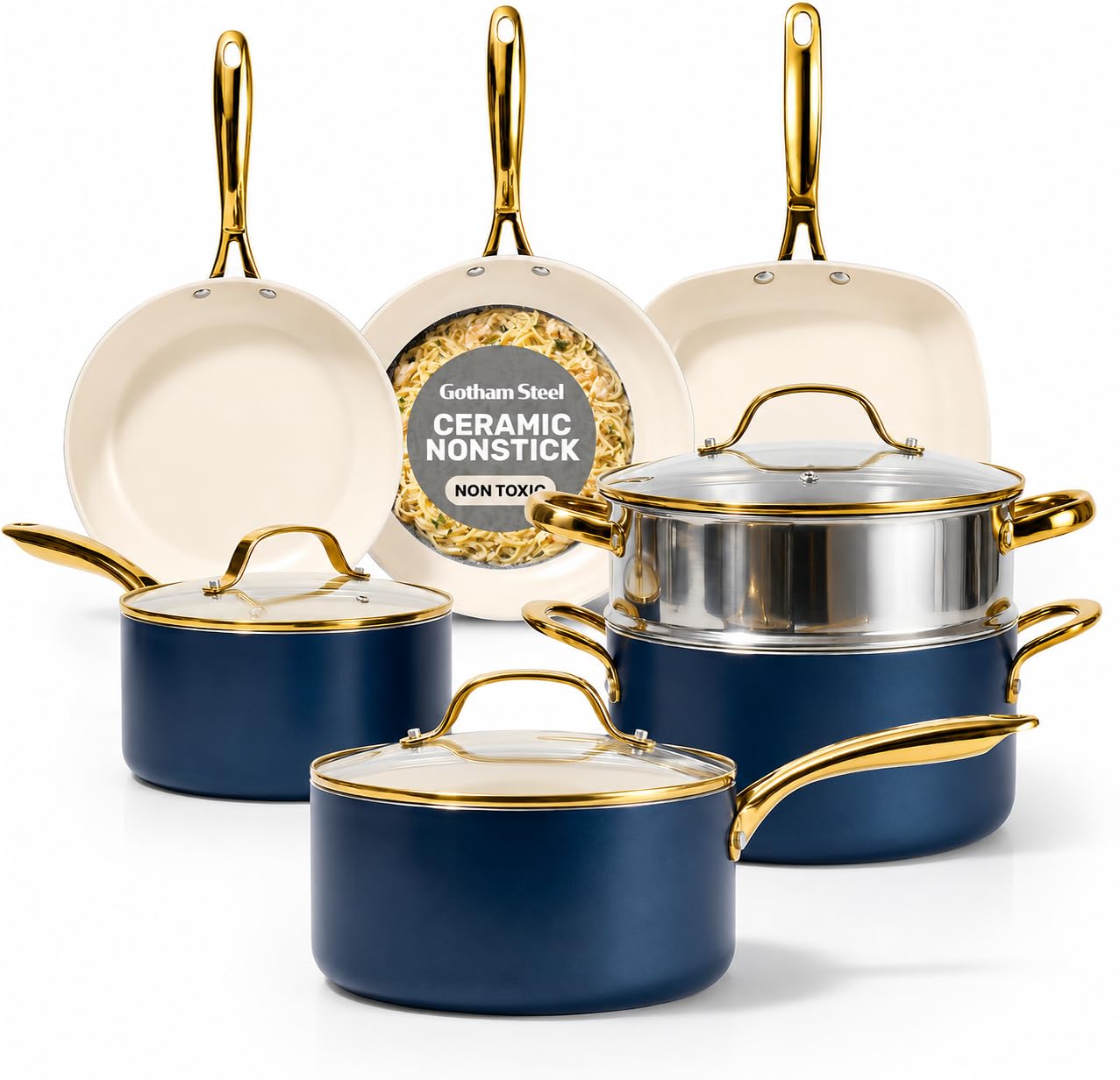 Gotham Steel 12 Pc Pots and Pans Set Non Stick Ceramic Cookware Set