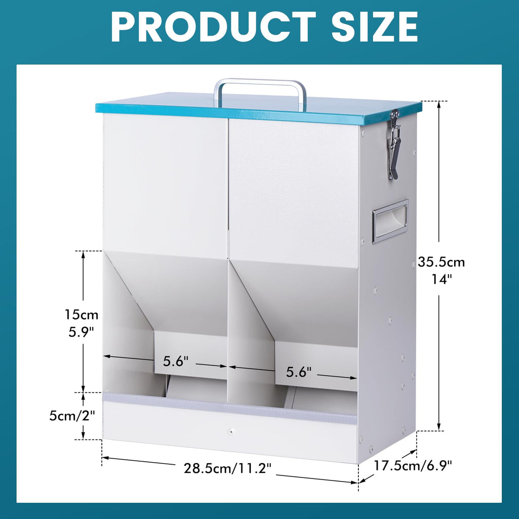 KHEARPSL Automatic Cat Feeder for 2 Cat, 42cups/10L Automatic Pet Feeder for Dogs and Cats, Multiple Cats Feeder Outdoor Large Capacity Galvanized Steel Gravity Pet Dog Dry Food Dispenser (10L)