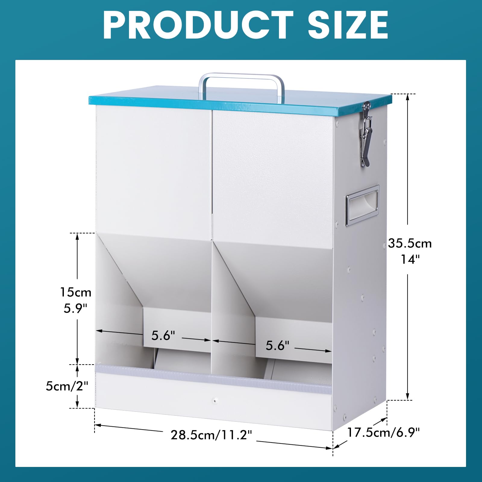 KHEARPSL Automatic Cat Feeder for 2 Cat, 42cups/10L Automatic Pet Feeder for Dogs and Cats, Multiple Cats Feeder Outdoor Large Capacity Galvanized Steel Gravity Pet Dog Dry Food Dispenser (10L)