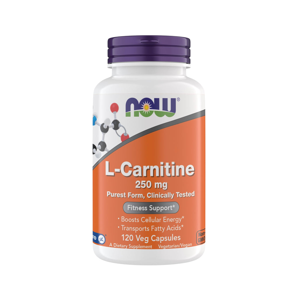 Now Supplements L-Carnitine 250 mg, Purest Form, Amino Acid, Fitness Support, Metabolic Support, 120 Vegetarian Capsules, Gluten Free, Vegan, Kosher, Non-GMO