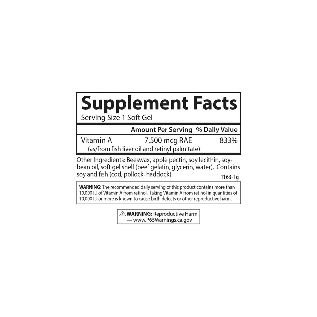 Carlson Vitamin A, 25000 IU (7500 mcg RAE), with Pectin, 300 Softgels