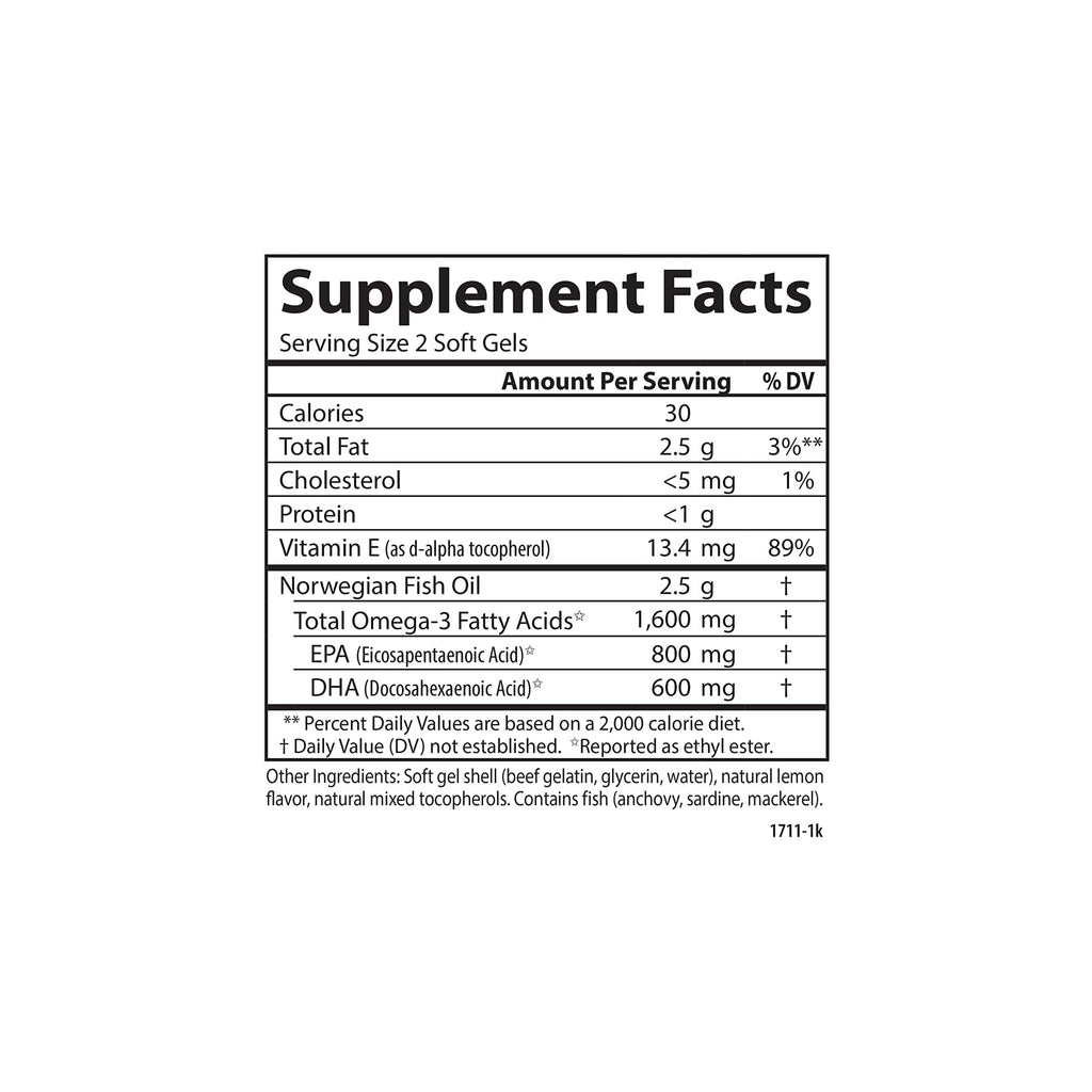 Carlson Elite Omega-3 Gems, 1600 mg, From Norway, Lemon, 90 Softgels