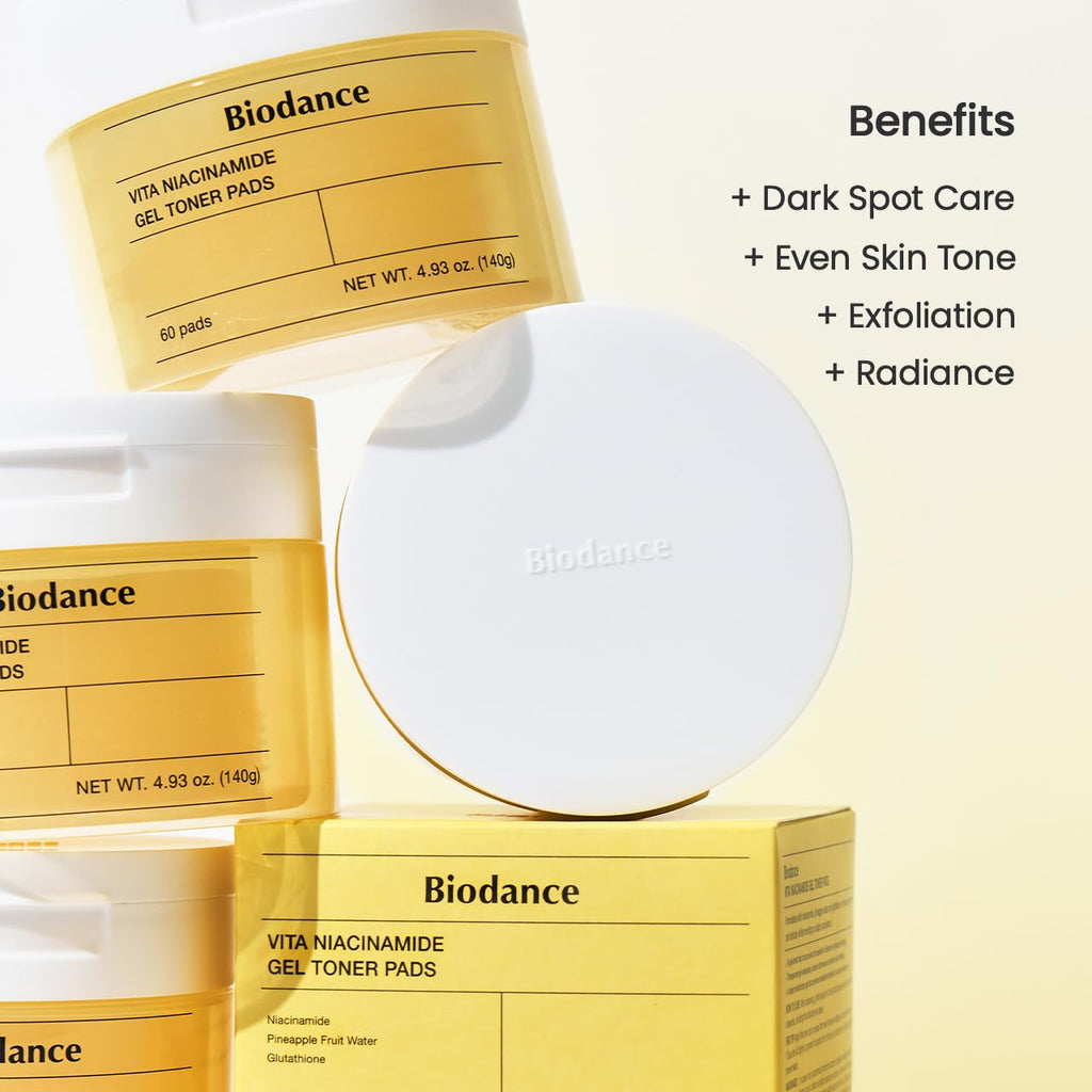 BIODANCE Radiance & Firming Duo: Vita Niacinamide Gel Toner Pads and Bio-Collagen Real Deep Mask for Glass Skin, Brightening, Pore-Minimizing, Korean Skin Care, Skin Care Set