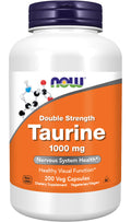 NOW Foods Supplements, Taurine 1,000 mg, Double Strength, Nervous System Health*, 200 Veg Capsules