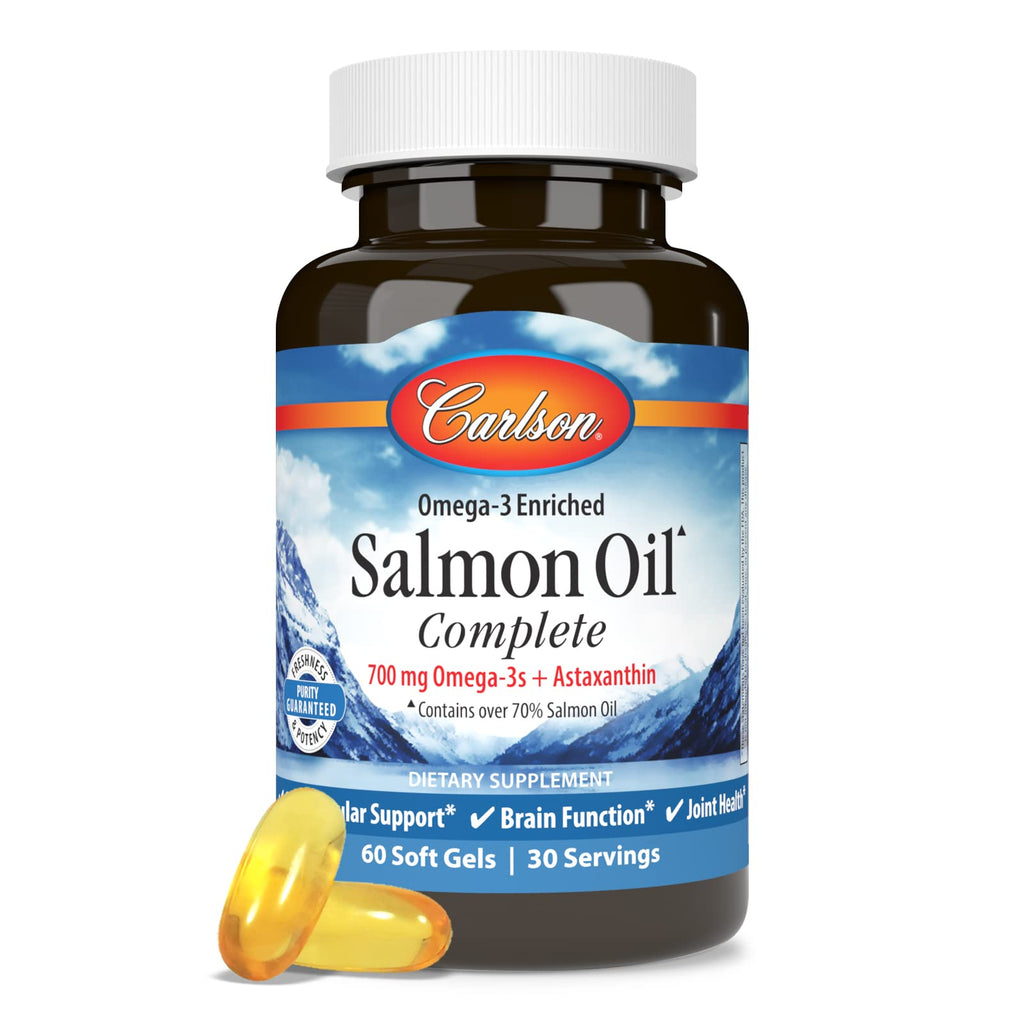 Carlson Salmon Oil Complete, 700 mg, Omega-3s plus Astaxanthin, 60 Softgels