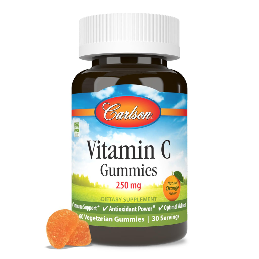 Carlson Vitamin C Gummies, 250 mg, Optimal Wellness, 60 Vegetarian Gummies