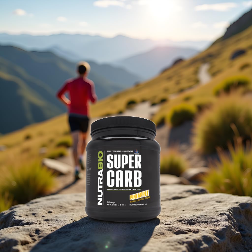 NutraBio Super Carb, Carbohydrate Powder with Cluster Dextrin & Electrolytes, Advanced Carb Supplement Powder for Workout Fuel, Performance, and Muscle Recovery, Cyclic Dextrin, Pineapple, 30 Sv