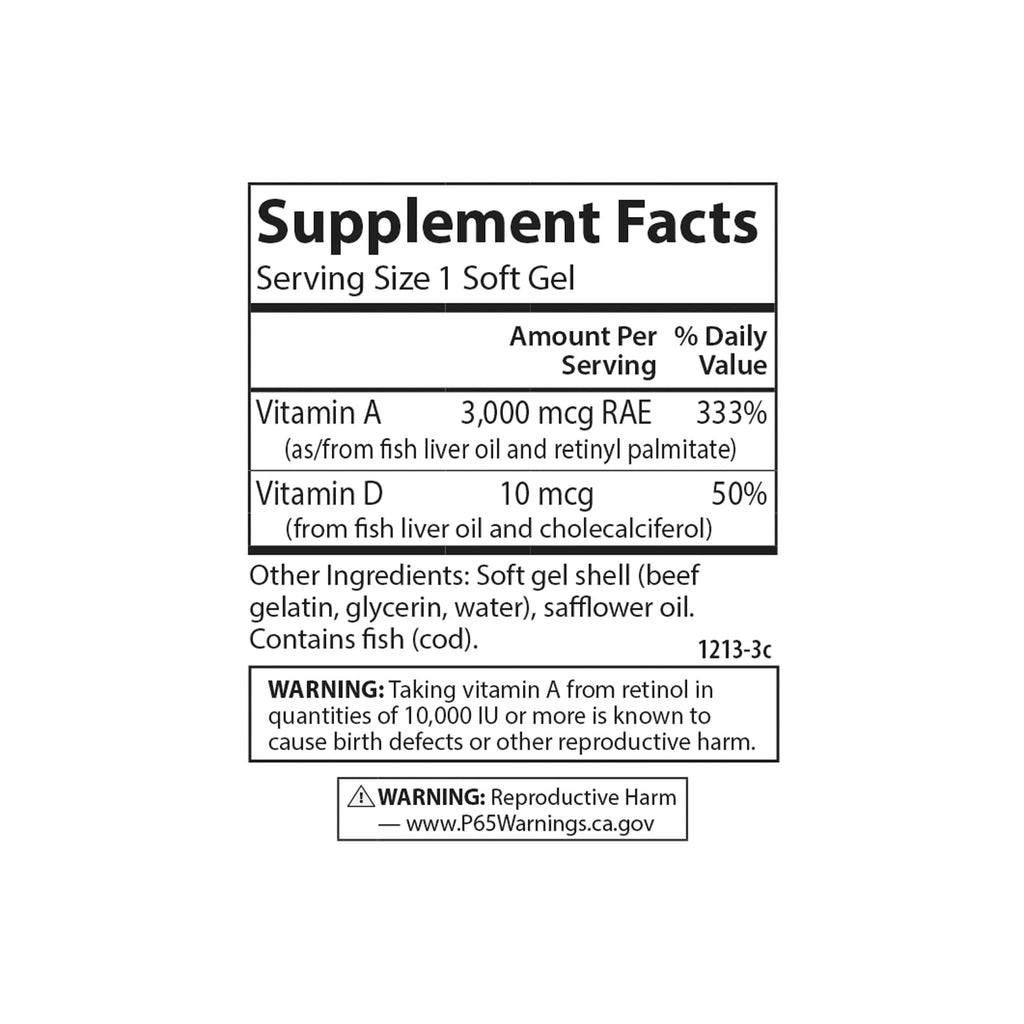 Carlson A & D, 10000 IU (3000 mcg RAE), Vitamin A, 300 Soft Gels