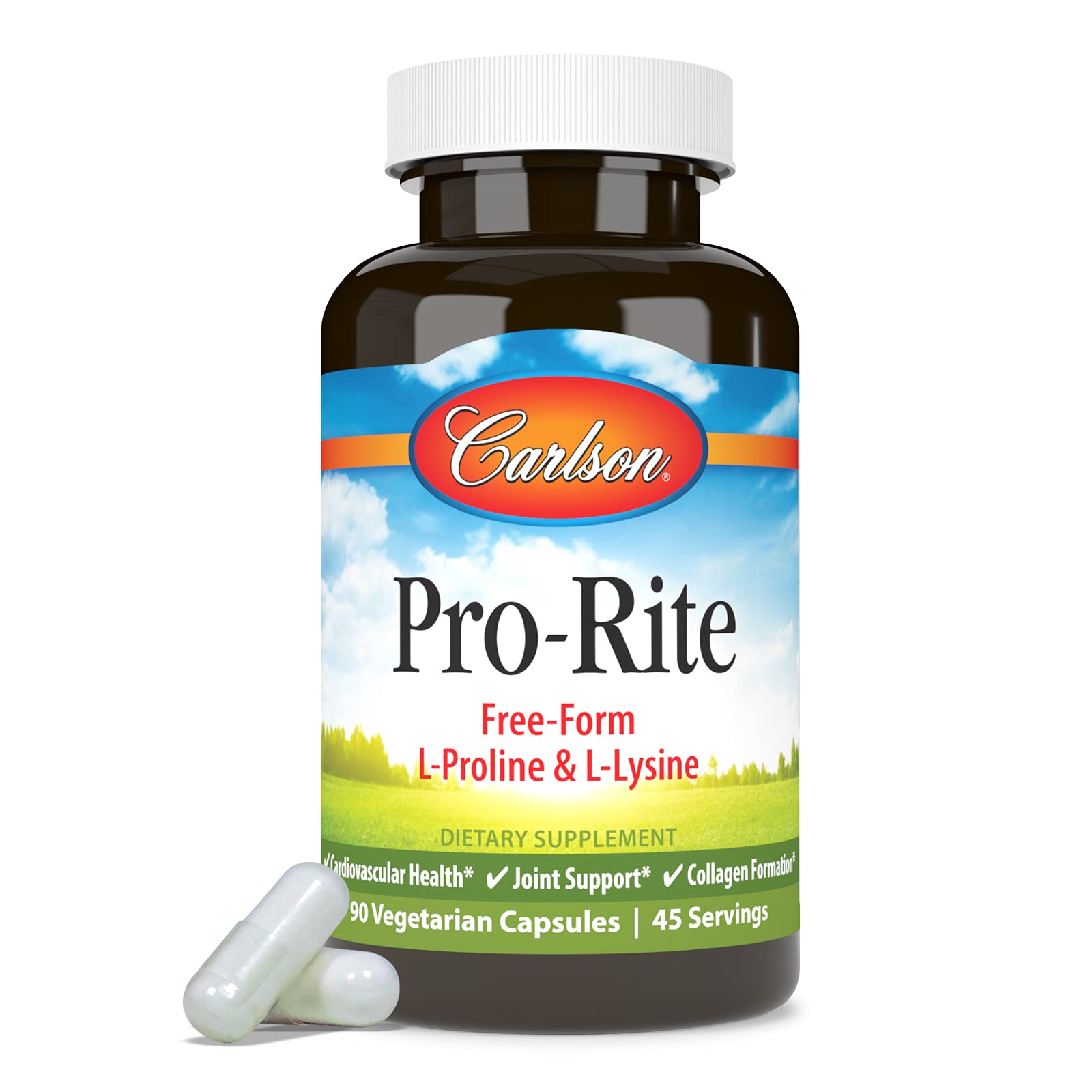 Carlson Pro-Rite, Free-Form L-Proline & L-Lysine, 90 Capsules