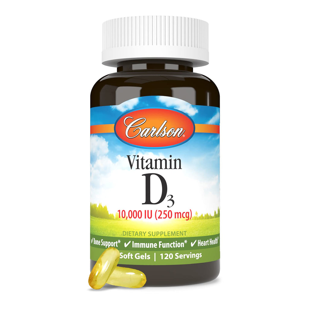Carlson Vitamin D3 10000 IU (250 mcg), Bone Health, 120 Softgels