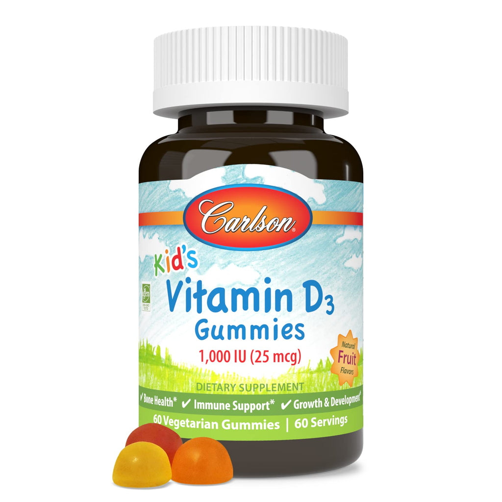 Carlson Kid's Vitamin D3 Gummies, 1000 IU (25 mcg), 60 Vegetarian Gummies