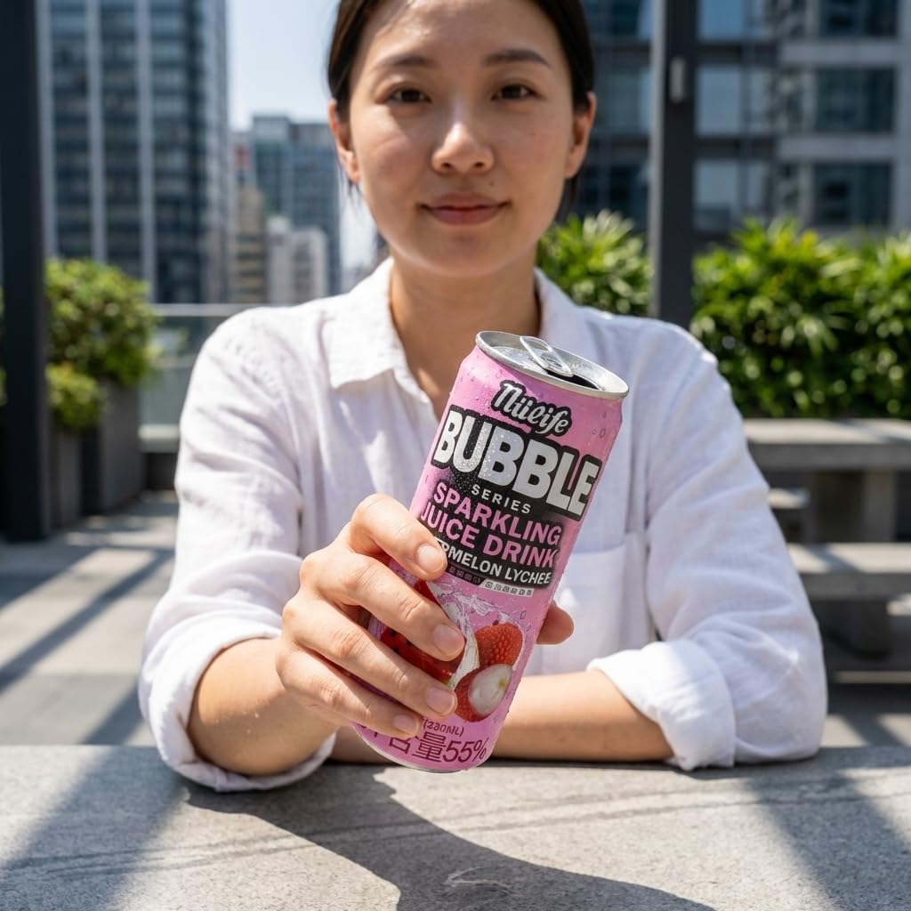 NÜLIFE Watermelon Sparkling Juice, Lychee Flavor, 55% Real Fruit Juice, Lightly Sweet & Refreshing, Low Calorie Soda Alternative, Caffeine Free, 11.2 Fl Oz, 12-Pack