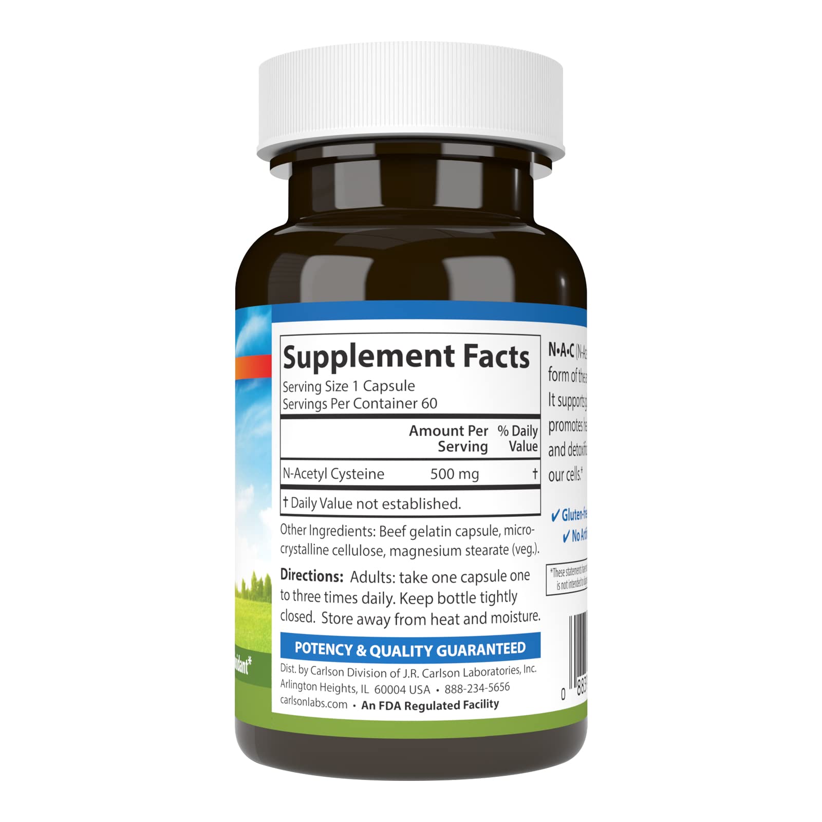 Carlson NAC, N-Acetyl Cysteine, 500 mg, 60 Vegetarian Capsules