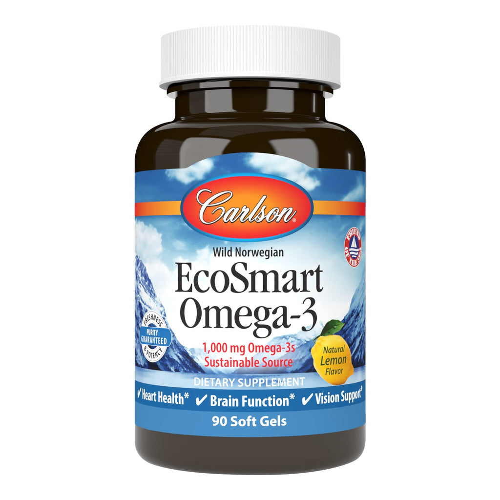 Carlson EcoSmart Omega-3, 1000 mg, Omega-3s, Calamari Oil, 90 Softgels