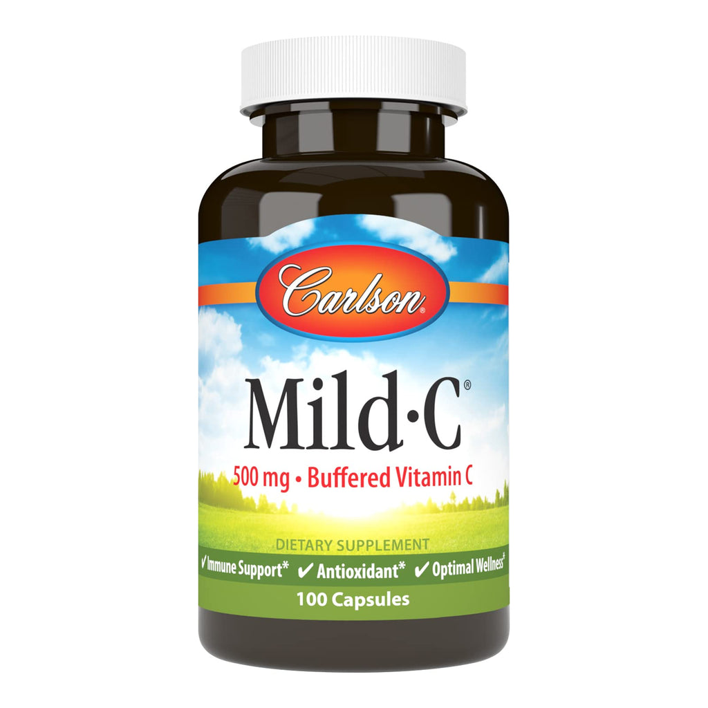 Carlson Mild-C, 500 mg, Buffered Vitamin C, Gentle on Teeth, 100 Capsules