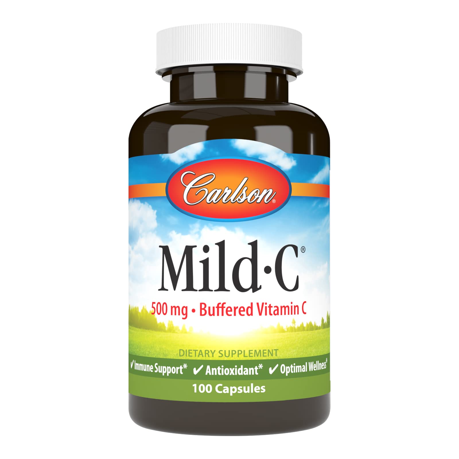 Carlson Mild-C, 500 mg, Buffered Vitamin C, Gentle on Teeth, 100 Capsules