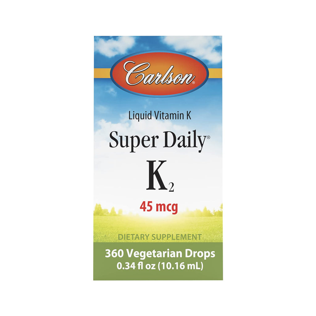 Carlson Super Daily K2, 45 mcg, Liquid Vitamin K, 360 Drops (10.16 mL)