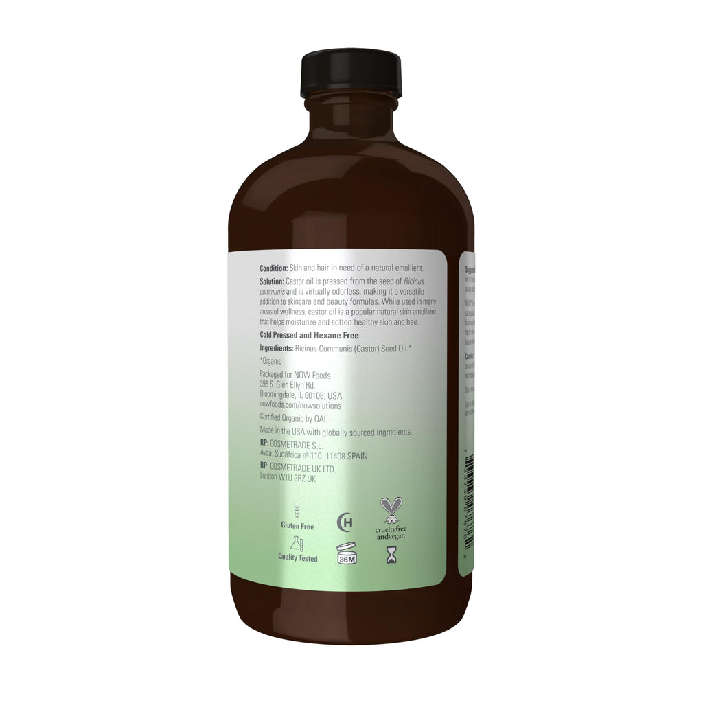 NOW Solutions, Organic Castor Oil, Multi-Purpose, 16 fl. oz