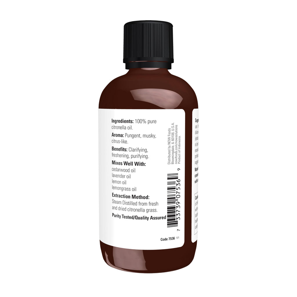 NOW Essential Oils, Citronella Oil, Undiluted, Steam Distilled, 4 fl. oz