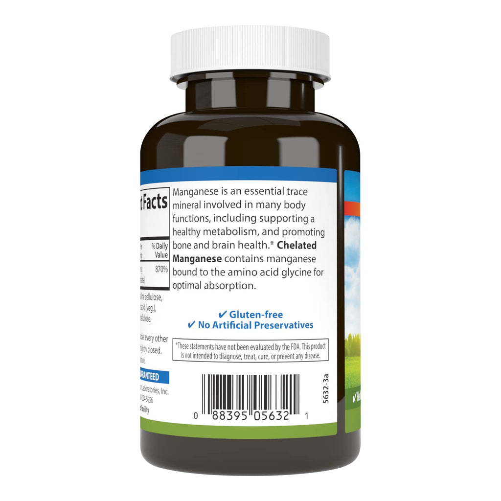 Carlson Chelated Manganese, 20 mg, - Superior Absorption, 250 Tablets