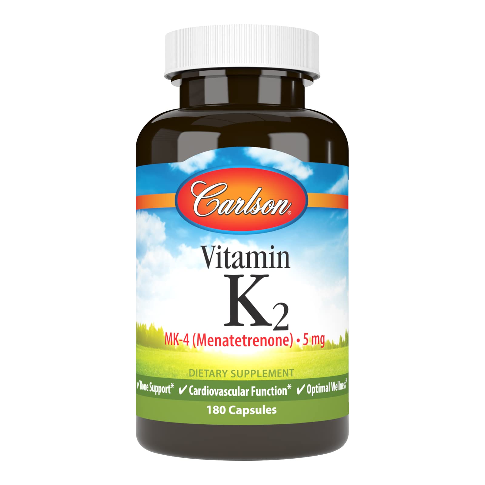 Carlson Vitamin K2 MK-4 (Menatetrenone), 5 mg, Bone Support, 180 Capsules
