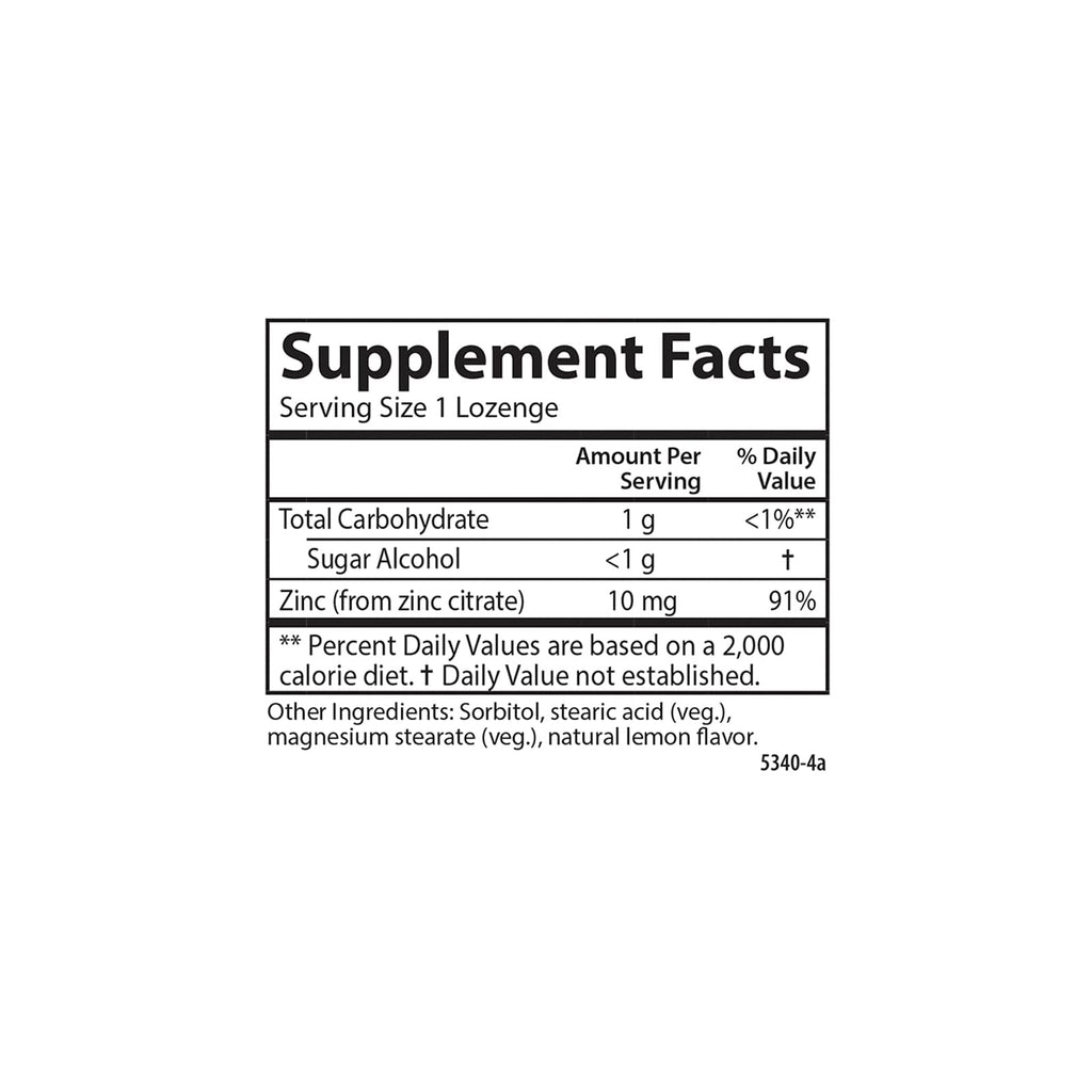 Carlson Zinc-Ease, Soothing Lozenge, Zinc Citrate, Lemon, 42 Lozenges