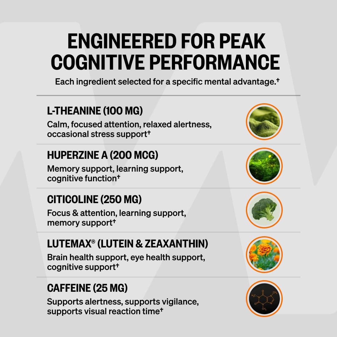 ONNIT Alpha Brain Black Label Capsules, IGEN Non-GMO Tested Citicoline Brain Supplement for Concentration and Memory, Lion’s Mane, Lutemax Lutein, L Theanine and Mucuna Pruriens, 80 Count