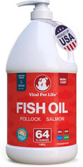 Fish Oil for Dogs, Healthy Skin & Coat Salmon Pollock Liquid Omega 3, 64 oz
