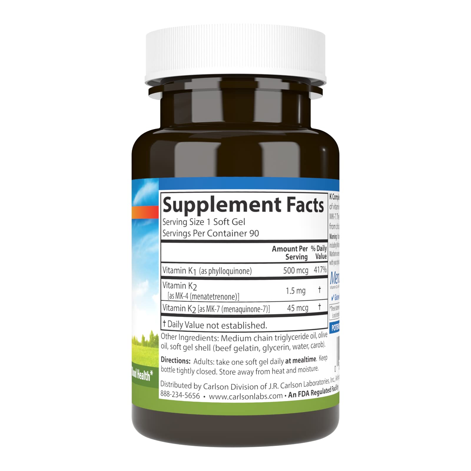 Carlson K Complete, Vitamin K-1, K2 as MK-4, 90 Softgels