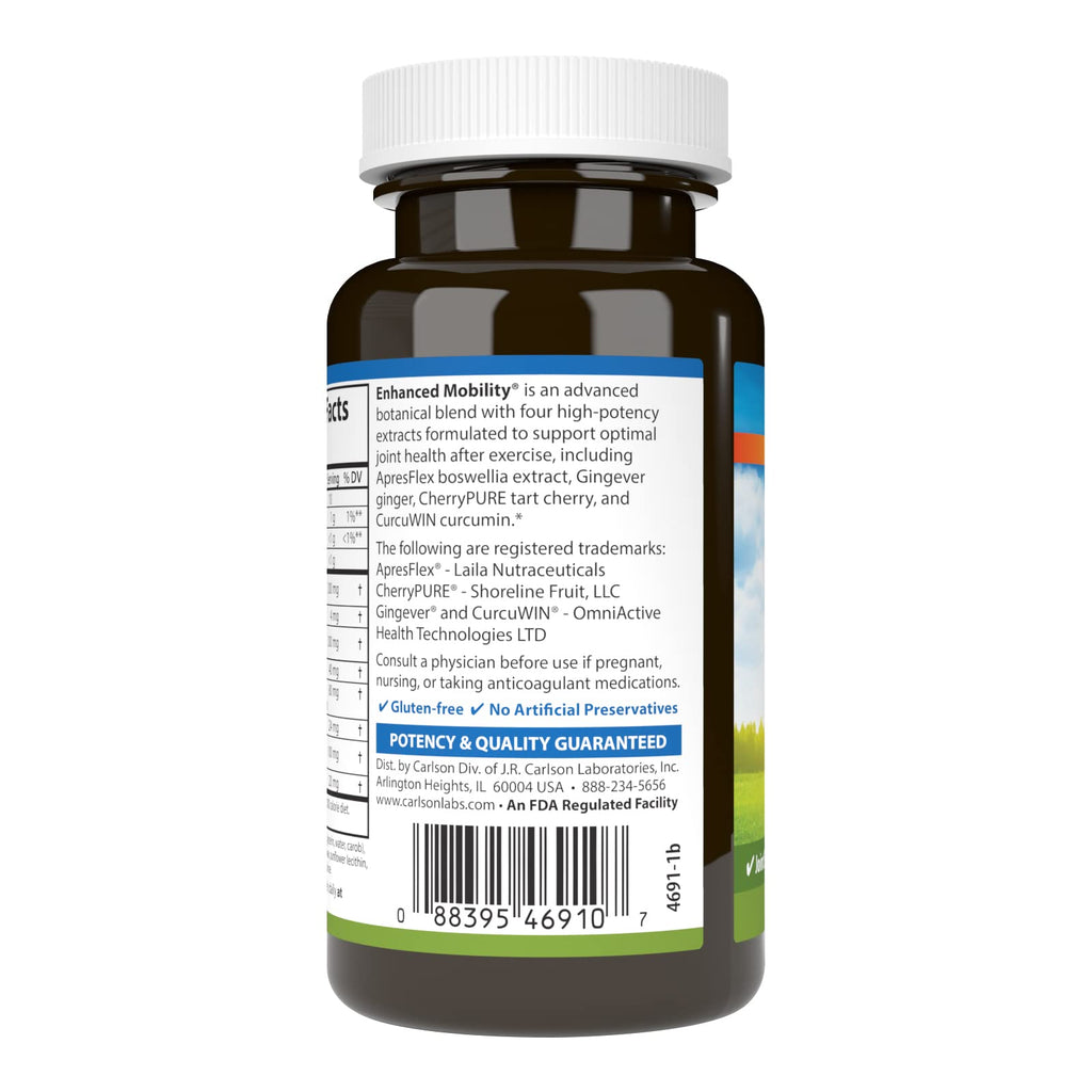 Carlson Enhanced Mobility, Botanical Joint Support, Boswellia, 60 Softgels