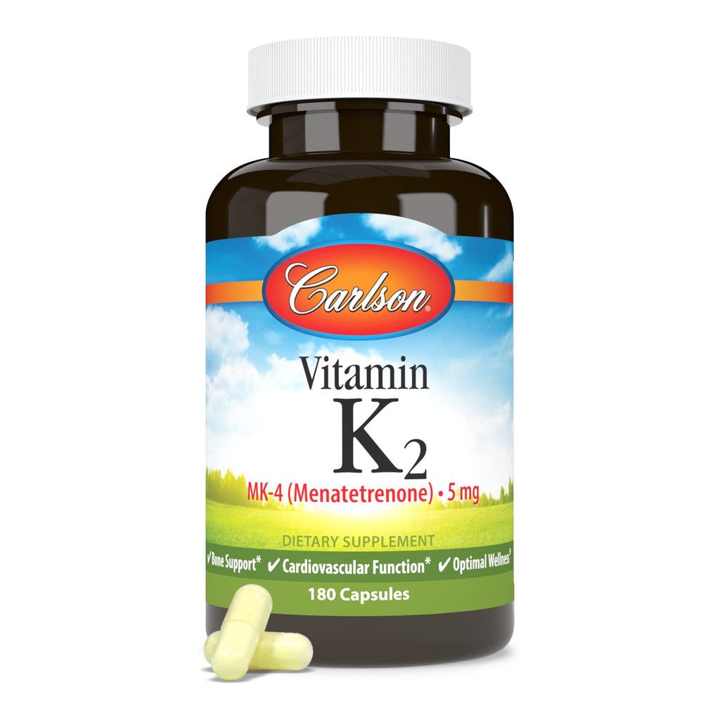 Carlson Vitamin K2 MK-4 (Menatetrenone), 5 mg, Bone Support, 180 Capsules