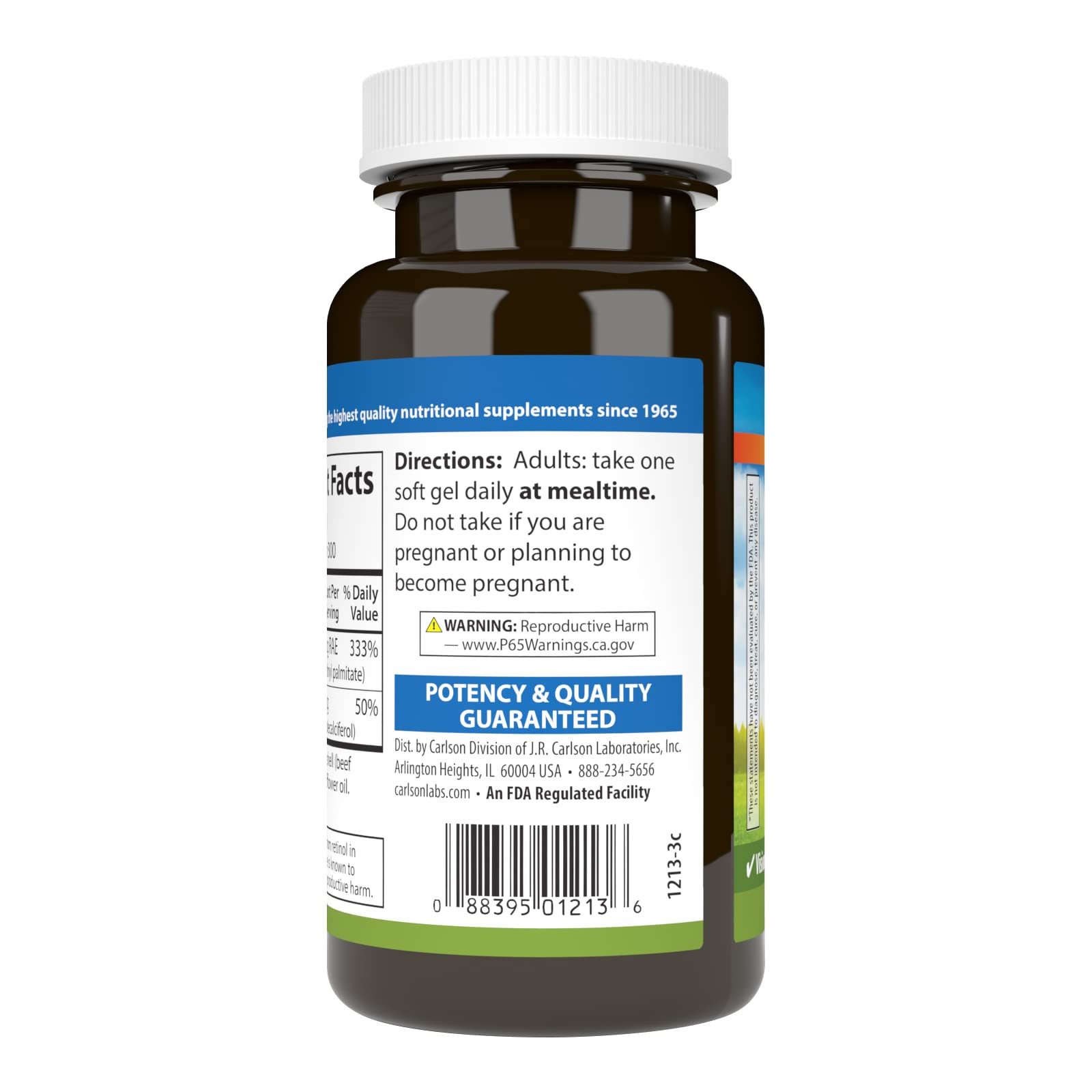 Carlson A & D, 10000 IU (3000 mcg RAE), Vitamin A, 300 Soft Gels