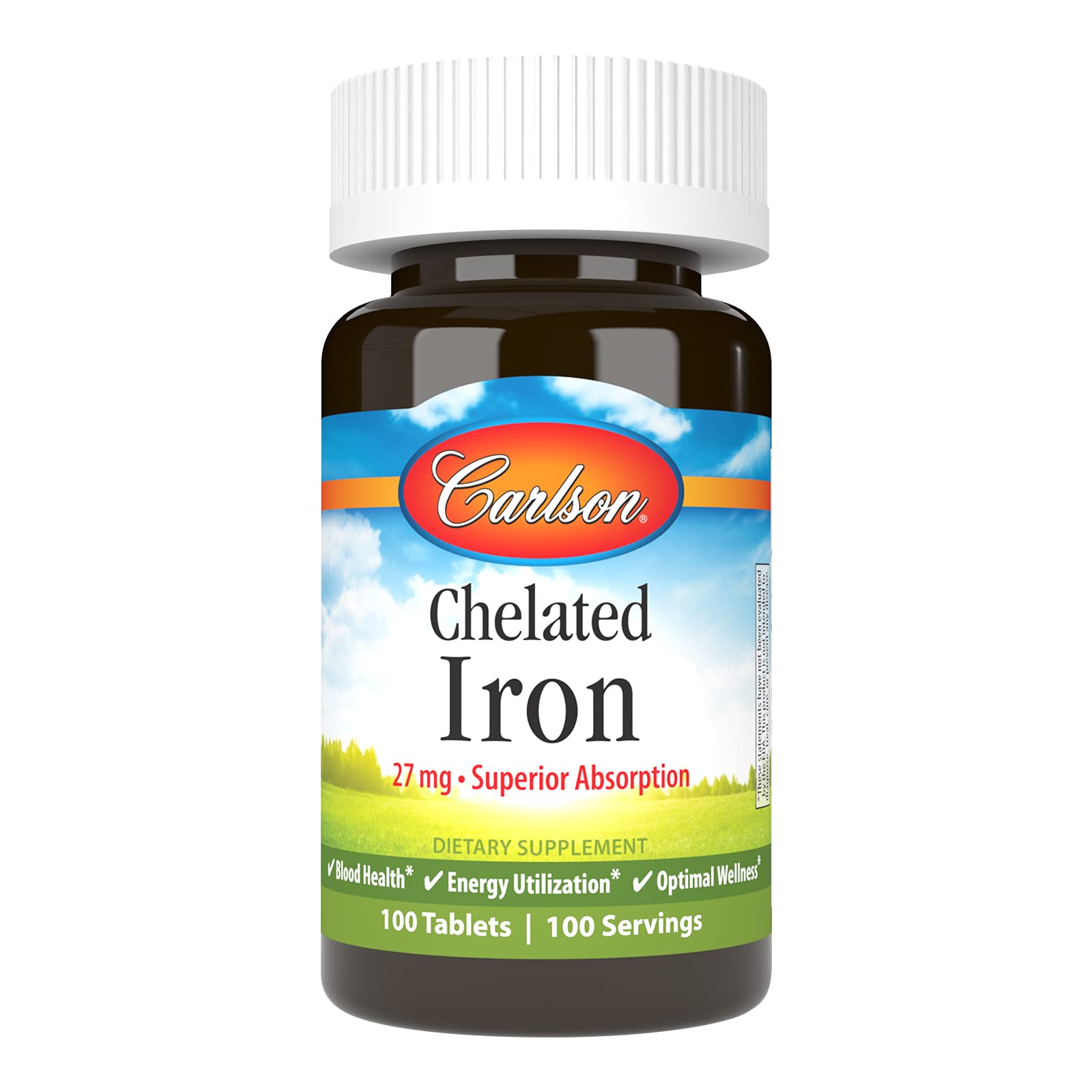 Carlson Chelated Iron, 27 mg, Superior Absorption, 100 Tablets