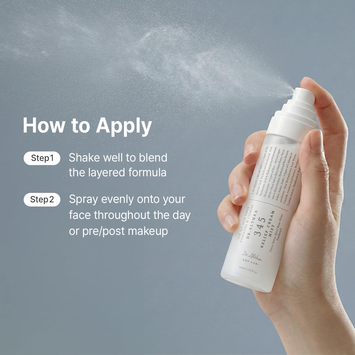 Dr.Althea 345 Relief Cream Mist, Korean Vegan Skin Care, 3.38 Fl Oz