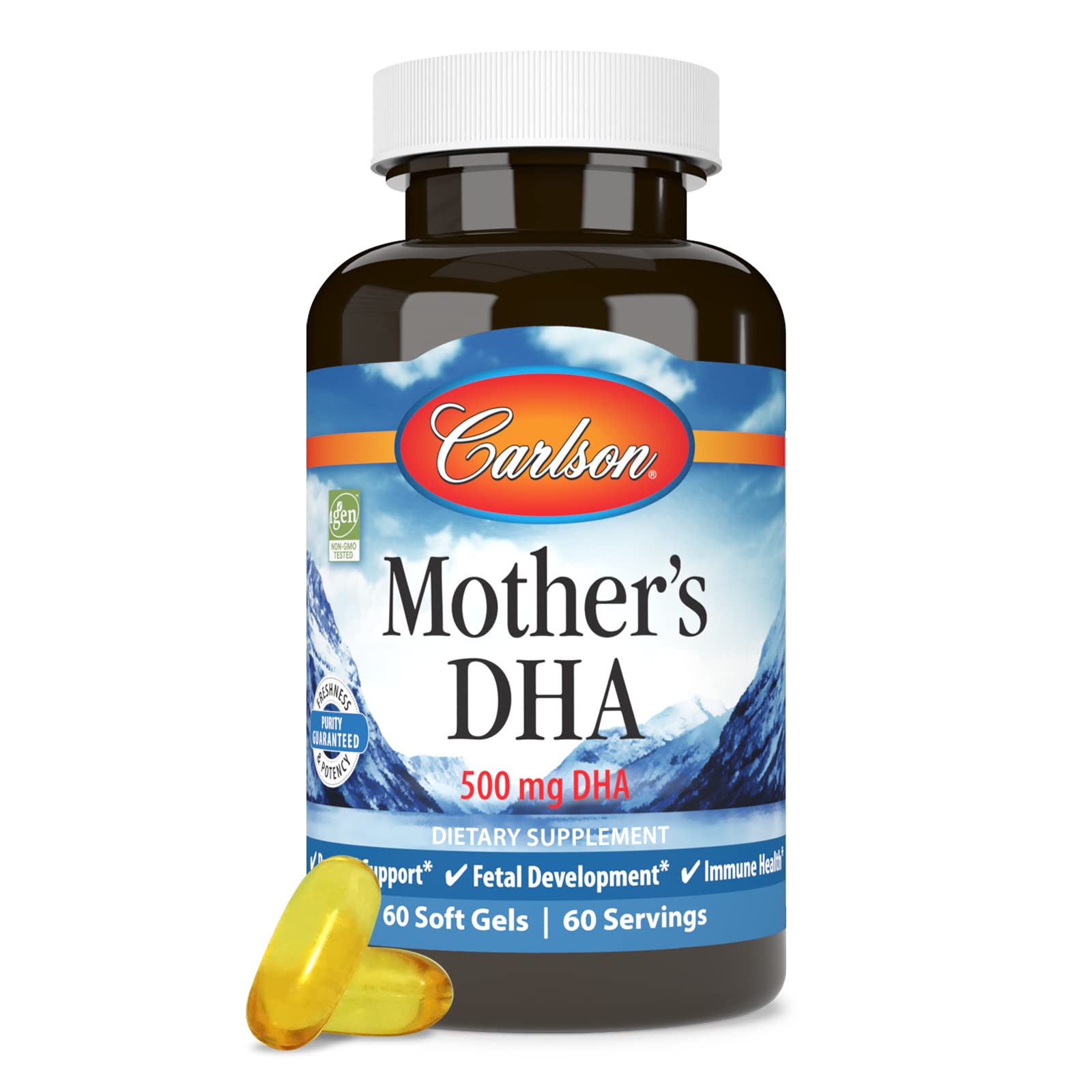 Carlson Mother's DHA, 500 mg, DHA, Nutrients for Baby & Mom, 60 Softgels