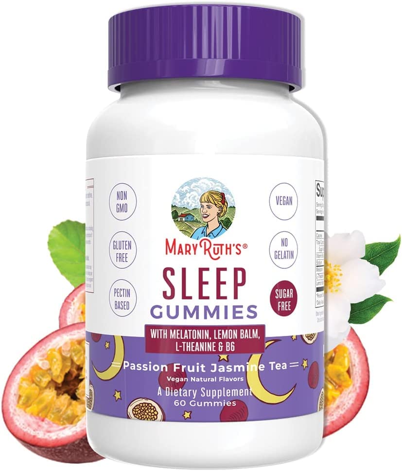 MARYRUTH'S Melatonin 5mg Sleep Gummy with L-Theanine, Lemon Balm, 60 Count